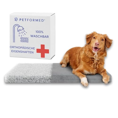 Petformed Orthopädisches Hundebett - OXYMESH 5cm Hundesofa 104x65cm, Waschbar Hundecouch - Antiallergisch und Antibakteriell Wasserdicht Hundematratze: Grau von Petformed