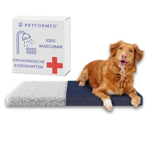 Petformed Orthopädisches Hundebett - OXYMESH 5cm Hundesofa 89x55cm, Waschbar Hundecouch - Antiallergisch und Antibakteriell Wasserdicht Hundematratze: Dunkel Blau von Petformed