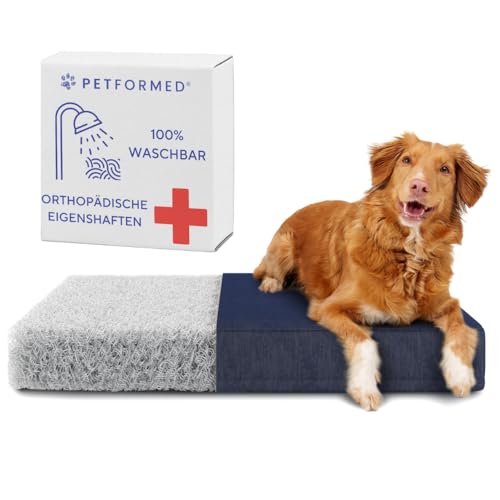 Petformed Orthopädisches Hundebett - OXYMESH Hundesofa 104x65cm, Waschbar Hundecouch - Antiallergisch und Antibakteriell Wasserdicht Hundematratze: Dunkel Blau von Petformed