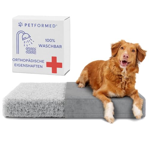 Petformed Orthopädisches Hundebett - OXYMESH Hundesofa 104x65cm, Waschbar Hundecouch - Antiallergisch und Antibakteriell Wasserdicht Hundematratze: Grau von Petformed