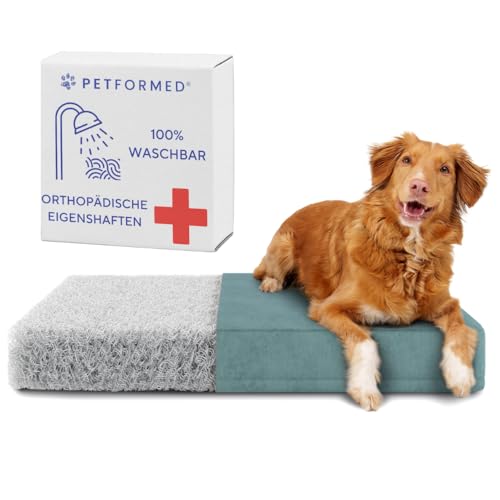 Petformed Orthopädisches Hundebett - OXYMESH Hundesofa 104x65cm, Waschbar Hundecouch - Antiallergisch und Antibakteriell Wasserdicht Hundematratze: Grün von Petformed