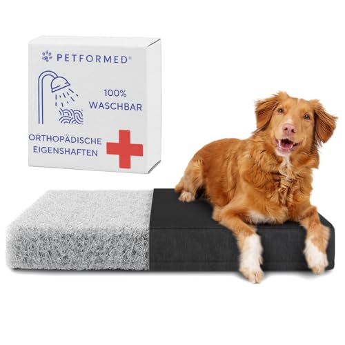 Petformed Orthopädisches Hundebett - OXYMESH Hundesofa 104x65cm, Waschbar Hundecouch - Antiallergisch und Antibakteriell Wasserdicht Hundematratze: Schwarz von Petformed