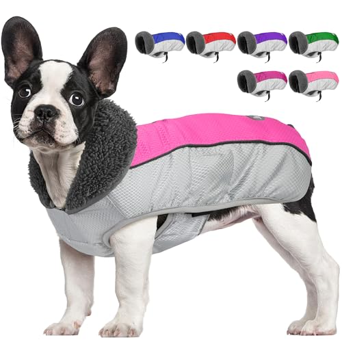 Petglad Wintermantel, wasserdichte Ripstop-Hundejacke mit Loch für die Leine, reflektierende, warme Fleece-Schneeweste für kleine bis große Hunde, Rosa, Größe S Petglad Wintermantel, wasserdichte Ripstop-Hundejacke mit Loch für die Leine, reflektierende, warme Fleece-Schneeweste für kleine bis große Hunde, Rosa, Größe S von Petglad