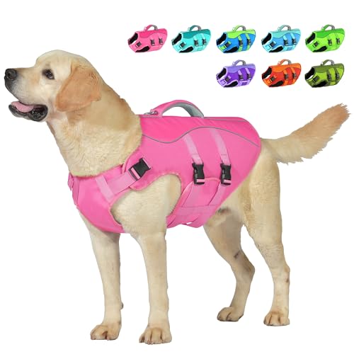 Petglad Hundeschwimmweste, reflektierendes Hundegeschirr, Schwimmweste mit Rettungsgriff zum Schwimmen, Bootfahren, verstellbare Schwimmweste mit hohem Auftrieb, Schwimmweste für kleine Meium große Petglad Hundeschwimmweste, reflektierendes Hundegeschirr, Schwimmweste mit Rettungsgriff zum Schwimmen, Bootfahren, verstellbare Schwimmweste mit hohem Auftrieb, Schwimmweste für kleine Meium große von Petglad