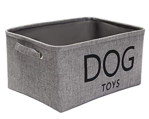 Pethiy - Leinen Aufbewahrungskorb mit griff für spielzeug für Hund -Aufbewahrungsbox/spielzeugkiste für Haustierzubehör -24L Kapazität - 40 x 30 x 20cm -Grau von Pethiy