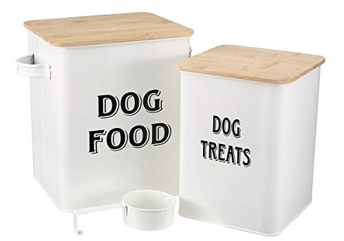 Pethiy Hundefutter und Hundeleckerlis Behälter,Futtertonne mit Schaufel,Eng anliegende Holzdeckel,beschichteter Kohlenstoffstahl,Aufbewahrungsbehälter Dosen,vorratsbehälter für hundefutter -Weiß Pethiy Hundefutter und Hundeleckerlis Behälter,Futtertonne mit Schaufel,Eng anliegende Holzdeckel,beschichteter Kohlenstoffstahl,Aufbewahrungsbehälter Dosen,vorratsbehälter für hundefutter -Weiß von Pethiy