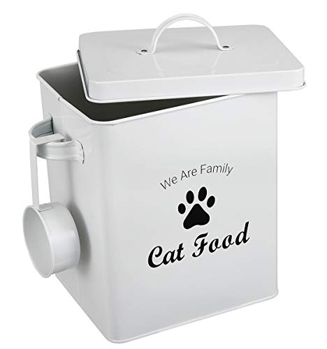 Pethiy Katzenfutter aufbewahrung Box,Trockenfutterbox für Katzen mit Schaufel und Deckel,beschichteter Kohlenstoffstahl,vorratsbehälter für Tiernahrung,2.5kg Kapazität von Pethiy