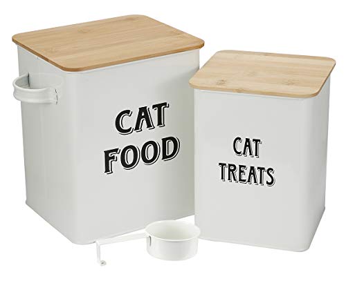 Pethiy Katzenfutter und Katzenleckerlis Behälter,Futtertonne mit Schaufel und Holzdeckel,beschichteter Kohlenstoffstahl,Aufbewahrungsbehälter Dosen,vorratsbehälter für Katzenfutter-Weiß Pethiy Katzenfutter und Katzenleckerlis Behälter,Futtertonne mit Schaufel und Holzdeckel,beschichteter Kohlenstoffstahl,Aufbewahrungsbehälter Dosen,vorratsbehälter für Katzenfutter-Weiß von Pethiy