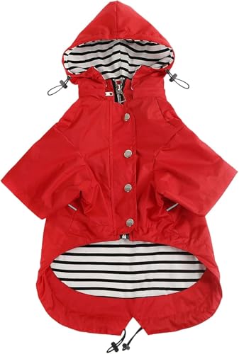 Pethiy Premium Hunde Regenmantel,Regenjacken für Hunde,wasserdicht Hundemantel mit Reißverschluss,Hund Regendicht Hoodies mit reflektierenden Knöpfen und Taschen,mit abnehmbare Kapuze-Rot-XXL Pethiy Premium Hunde Regenmantel,Regenjacken für Hunde,wasserdicht Hundemantel mit Reißverschluss,Hund Regendicht Hoodies mit reflektierenden Knöpfen und Taschen,mit abnehmbare Kapuze-Rot-XXL von Pethiy