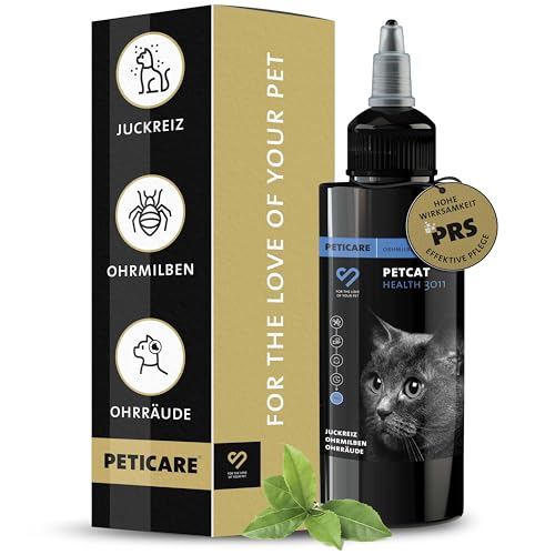 Peticare Anti-Parasiten Mittel für Katzen-Ohren | Gegen Ohrmilben Räude Pilze | lindert Juckreiz & fördert Regenerationsprozess | einzigartiges PRS® System für Lange Wirkung - petCat Health 3011 von Peticare