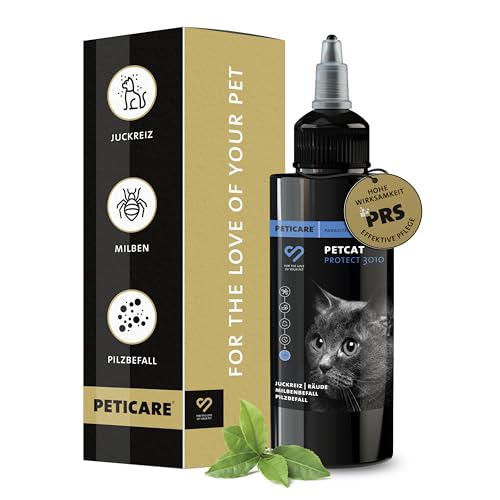 Peticare Anti-Parasiten Mittel für Katzen | gegen Milben Flöhe Pilze | lindert effektiv Juckreiz & unterstützt Regenerationsprozess | einzigartiges PRS® System für Lange Wirkung – petCat Protect 3010 von Peticare