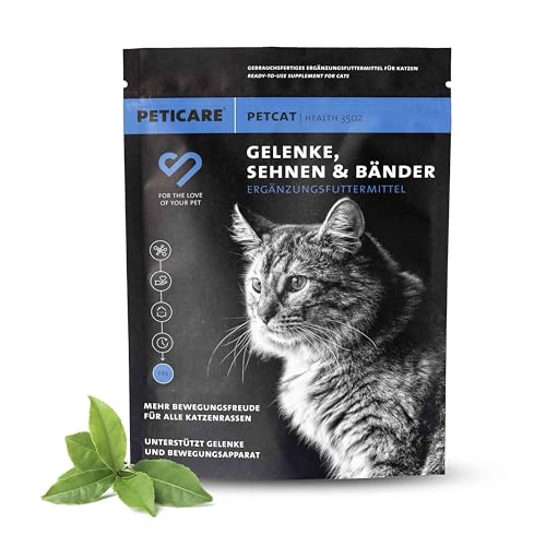 Peticare Gelenk-Pulver für Katzen | Mit MSM, Kollagen | unterstützt Gelenke, Bewegungsapparat, Beweglichkeit, nach Belastung | Keine Tabletten, Kapseln | Ergänzungsfutter-Mittel - petCat Health 3502 von Peticare