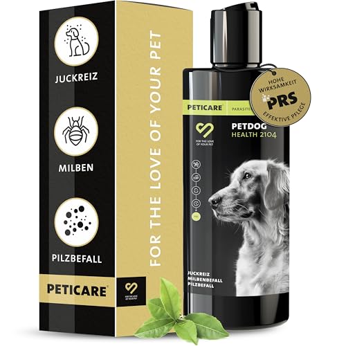 Peticare Anti-Parasiten Hunde-Shampoo | gegen Milben Flöhe Pilze | lindert effektiv Juckreiz & unterstützt Regenerationsprozess | einzigartiges PRS® System für Lange Wirkung – petDog Health 2104 von Peticare