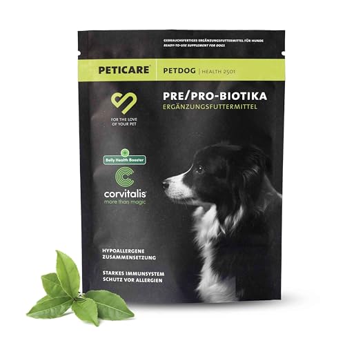 Peticare Probiotika & Präbiotika Pulver für Hunde | Immunsystem stärken, Darmsanierung, Darmflora aufbauen | bei Allergie-Anfälligkeit & Juckreiz | natürliches Ergänzungsfutter - petDog Health 2501 von Peticare