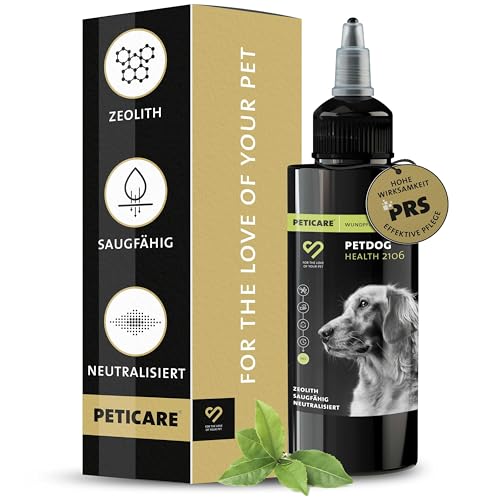 Peticare Spezial Wund-Puder für Hunde, Katzen | bei Wunden Aller Art | 100% hochwertiges Zeolith-Pulver | hohe Saugfähigkeit | einzigartiges PRS® System für Lange Wirkung - 70 g - petDog Health 2106 von Peticare