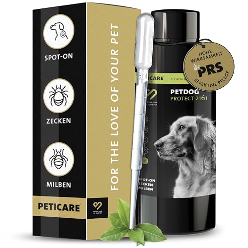 Peticare Zecken-Schutz Mittel für Hunde | Spot-On auf pflanzlicher Basis | gegen Zecken & Milben Aller Art | wasserfester Schutz | einzigartiges PRS® System für Lange Wirkung - petDog Protect 2161 Peticare Zecken-Schutz Mittel für Hunde | Spot-On auf pflanzlicher Basis | gegen Zecken & Milben Aller Art | wasserfester Schutz | einzigartiges PRS® System für Lange Wirkung - petDog Protect 2161 von Peticare
