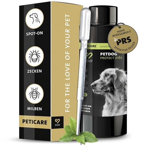 Peticare Zecken-Schutz Mittel für Hunde | Spot-On auf pflanzlicher Basis | gegen Zecken & Milben Aller Art | wasserfester Schutz | einzigartiges PRS® System für Lange Wirkung - petDog Protect 2161 Peticare Zecken-Schutz Mittel für Hunde | Spot-On auf pflanzlicher Basis | gegen Zecken & Milben Aller Art | wasserfester Schutz | einzigartiges PRS® System für Lange Wirkung - petDog Protect 2161 von Peticare