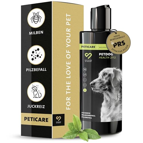 Peticare Anti-Parasiten Jung-Hunde & Welpen-Shampoo | gegen Milben Flöhe Pilze | lindert Juckreiz & fördert Regenerationsprozess | einzigartiges PRS® System für Lange Wirkung – petDog Health 2112 von Peticare