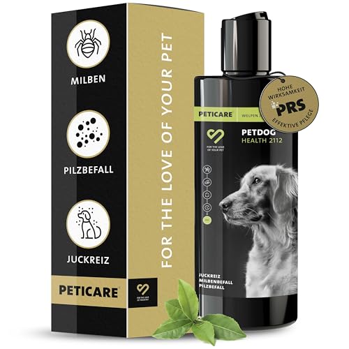 Peticare Anti-Parasiten Jung-Hunde & Welpen-Shampoo | gegen Milben Flöhe Pilze | lindert Juckreiz & fördert Regenerationsprozess | einzigartiges PRS® System für Lange Wirkung – petDog Health 2112 von Peticare