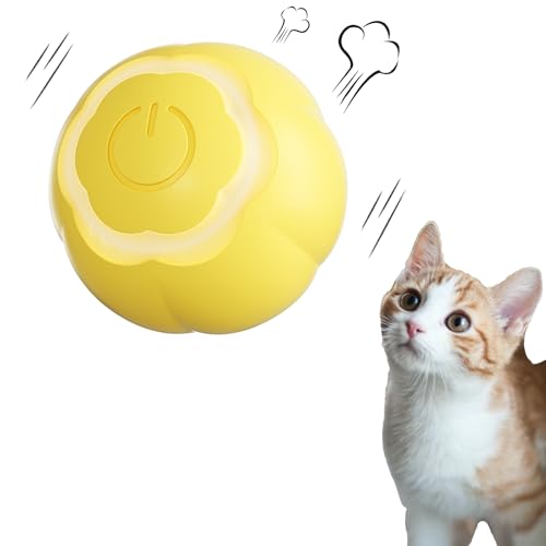 Peticularz® Katzenspielzeug Selbstbeschäftigung Elektrisch Powerball 2.0 für Katzen, Inteaktives Wloom Intelligenz Katzenball Magic Ball (Gelb mit Blütenblättern) von Peticularz