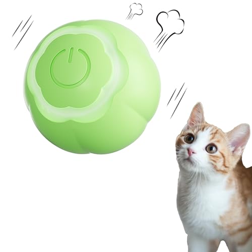 Peticularz® Katzenspielzeug Selbstbeschäftigung Elektrisch Powerball 2.0 für Katzen, Inteaktives Wloom Intelligenz Katzenball Magic Ball (Grün mit Blütenblättern) von Peticularz