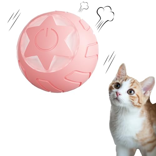 Peticularz® Katzenspielzeug Selbstbeschäftigung Elektrisch Powerball 2.0 für Katzen, Inteaktives Wloom Intelligenz Katzenball Magic Ball (Rosa mit Stern) von Peticularz