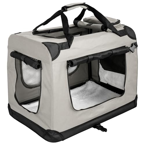 Faltbare Hundebox Transporttasche Transportbox Auto für Katze Hunde Große Kleine Box Bag Bed Decke Klein Auto Transport 7 Größen Taschen Fünf Farben Petigi (Creme, M (60 x 42 x 45 cm)) von Petigi