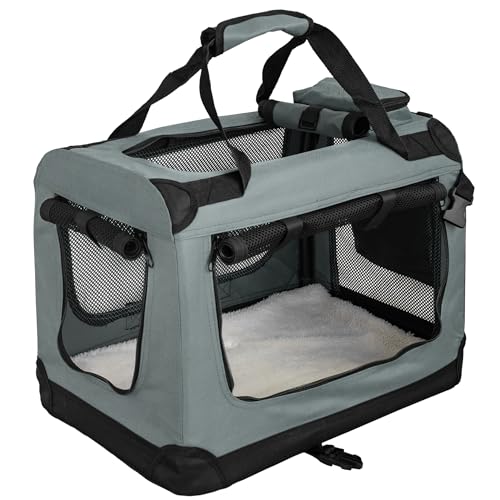 Faltbare Hundebox Transporttasche Transportbox Auto für Katze Hunde Große Kleine Box Bag Bed Decke Klein Auto Transport 7 Größen Taschen Fünf Farben Petigi (Grau, S (50 x 35 x 36 cm)) von Petigi