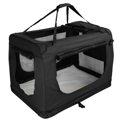 Faltbare Hundebox Transporttasche Transportbox Auto für Katze Hunde Große Kleine Box Bag Bed Decke Klein Auto Transport 7 Größen Taschen Fünf Farben Petigi (Schwarz, XL (82 x 57 x 58 cm)) von Petigi