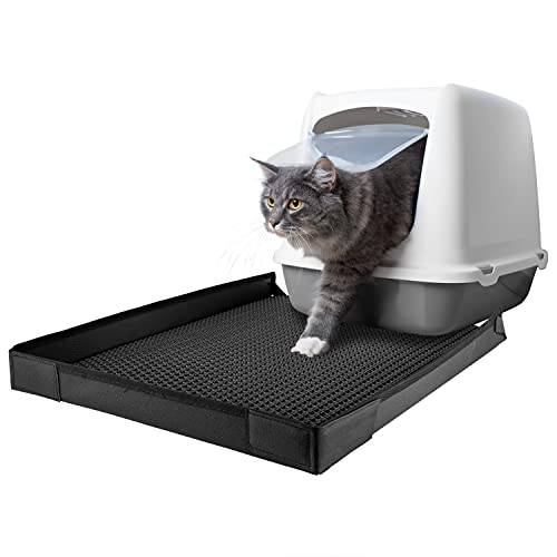 Petigi Katzenklo Matte Katzenstreu Katzen XXL Katzentoilette für Katze Katzenmatte Katzenstreumatte Vorleger Unterleger Auffangmatte mit Rand (60x46 cm) Wabenmuster von Petigi