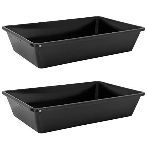 Petigi 2X Wanne aus Kunststoff Plastik Schüssel 20 L Staubbad Sandbad Plastikwanne Fusswanne Badewanne Kunststoffwanne eckig 60x40x12 cm Schwarz Aufbewahrung von Petigi