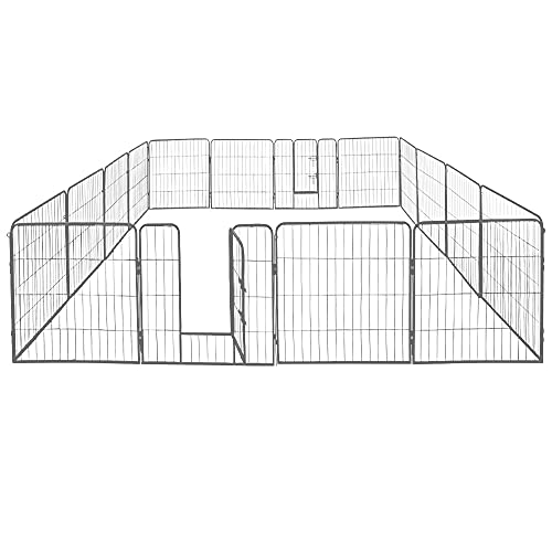 Petigi Welpenauslauf, Freilaufgehege aus pulverbeschichtetem Stahl, zusammenklappbar, Maschenweite 47 mm, inklusive Befestigung zur Verwendung im Garten, Größe (B x H):80 x 100 cm (16x) von Petigi