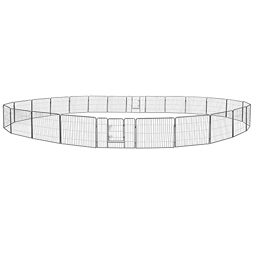 Petigi Welpenauslauf, Freilaufgehege aus pulverbeschichtetem Stahl, zusammenklappbar, Maschenweite 47 mm, inklusive Befestigung zur Verwendung im Garten, Größe (B x H):80 x 60 cm (24x) von Petigi
