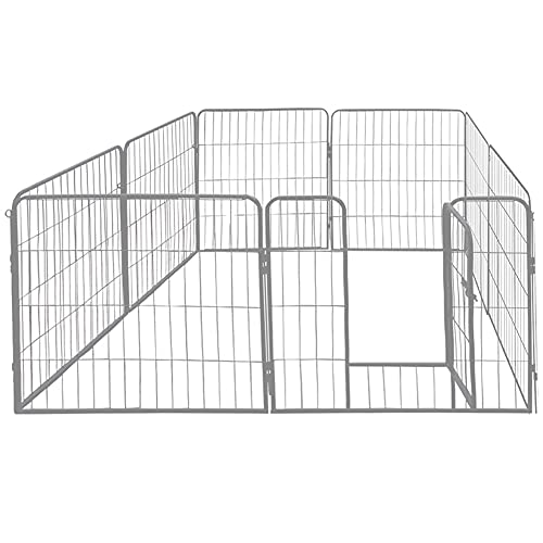 Petigi Welpenauslauf, Freilaufgehege aus pulverbeschichtetem Stahl, zusammenklappbar, Maschenweite 47 mm, inklusive Befestigung zur Verwendung im Garten, Größe (B x H):80 x 60 cm (8X) von Petigi
