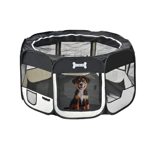 Petigi Welpenauslauf XL, 115x115x65 cm, Welpenlaufstall, Gehege für Hunde, Hasen, Meerschweinchen, Katzen, 8-eckig, pflegeleicht, Farbe: Schwarz Petigi Welpenauslauf XL, 115x115x65 cm, Welpenlaufstall, Gehege für Hunde, Hasen, Meerschweinchen, Katzen, 8-eckig, pflegeleicht, Farbe: Schwarz von Petigi