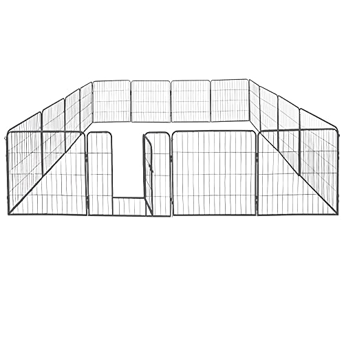 Petigi Welpenauslauf, Freilaufgehege aus pulverbeschichtetem Stahl, zusammenklappbar, Maschenweite 47 mm, inklusive Befestigung zur Verwendung im Garten, Größe (B x H):80 x 80 cm (16x) von Petigi