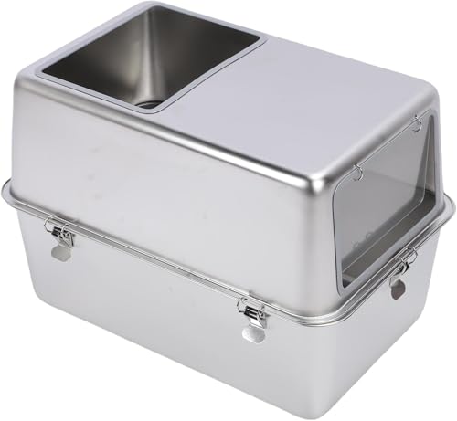 Petinstinct Extra große Edelstahl-Katzentoilette mit Deckel, 59,9 x 45 x 39,9 cm, Metall-Katzentoilette mit hohen Seiten für kleine große Katzen, geruchsfreie Katzentoilette, nicht klebende Petinstinct Extra große Edelstahl-Katzentoilette mit Deckel, 59,9 x 45 x 39,9 cm, Metall-Katzentoilette mit hohen Seiten für kleine große Katzen, geruchsfreie Katzentoilette, nicht klebende von Petinstinct