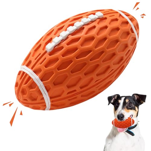 Petinstinct Hundespielzeug, Rugby-Hundespielzeug für aggressive Kauer, quietschend, robustes Hundespielzeug, langlebiges und unzerstörbares Hundespielzeug für mittelgroße und große Hunderassen, Orange von Petinstinct