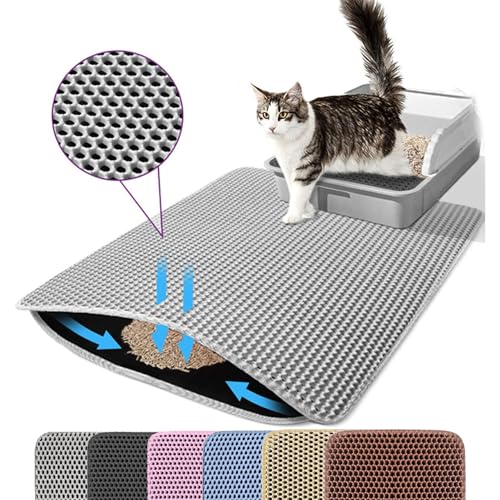 Petinstinct Katzenklo Matte, 75x55cm Extra Große Katzenstreu Matte, Doppelschichtiger Entwurf der Bienenwabe Matte, Wasserdicht und Langlebig, Katzentoilette Unterleger, Grau Petinstinct Katzenklo Matte, 75x55cm Extra Große Katzenstreu Matte, Doppelschichtiger Entwurf der Bienenwabe Matte, Wasserdicht und Langlebig, Katzentoilette Unterleger, Grau von Petinstinct