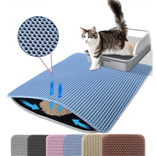 Petinstinct Katzenklo Matte, 75x55cm Extra Große Katzenstreu Matte, Doppelschichtiger Entwurf der Bienenwabe Matte, Wasserdicht und Langlebig, Katzentoilette Unterleger, Blau Petinstinct Katzenklo Matte, 75x55cm Extra Große Katzenstreu Matte, Doppelschichtiger Entwurf der Bienenwabe Matte, Wasserdicht und Langlebig, Katzentoilette Unterleger, Blau von Petinstinct