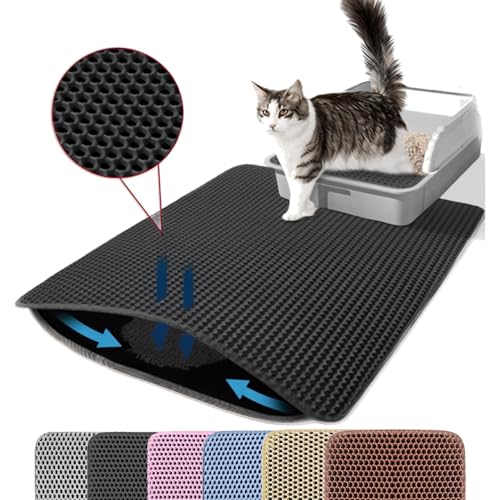 Petinstinct Katzenklo Matte, 75x55cm Extra Große Katzenstreu Matte, Doppelschichtiger Entwurf der Bienenwabe Matte, Wasserdicht und Langlebig, Katzentoilette Unterleger, Schwarz Petinstinct Katzenklo Matte, 75x55cm Extra Große Katzenstreu Matte, Doppelschichtiger Entwurf der Bienenwabe Matte, Wasserdicht und Langlebig, Katzentoilette Unterleger, Schwarz von Petinstinct