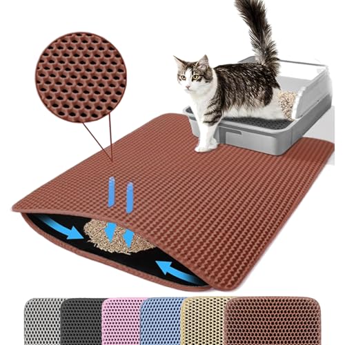 Petinstinct Katzenklo Matte, 116x66cm Extra Große Katzenstreu Matte, Doppelschichtiger Entwurf der Bienenwabe Matte, Wasserdicht und Langlebig, Katzentoilette Unterleger, Braun Petinstinct Katzenklo Matte, 116x66cm Extra Große Katzenstreu Matte, Doppelschichtiger Entwurf der Bienenwabe Matte, Wasserdicht und Langlebig, Katzentoilette Unterleger, Braun von Petinstinct