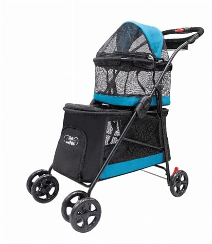 PETIQUE Pet & Pets Doppeldecker-Kinderwagen, 5,2 kg, Blaugrün von Petique