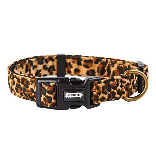 Petiry Fancy Leopard Hundehalsband, beflockter Stoff, Gepardenduft, hochwertig, weich und für Welpen, mittlere und große Hunde (Hals: 20,3–31,8 cm) von Petiry