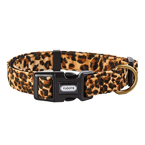 Petiry Fancy Leopard Hundehalsband, beflockter Stoff, Gepardenduft, hochwertig, weich und für Welpen, mittlere und große Hunde (Hals: 30,5–45,7 cm) von Petiry