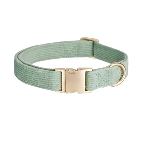 Petiry Hundehalsband aus Baumwollfaser mit hochwertiger Metallschnalle, für große Hunde (Hellgrün, L: 43,2–66 cm) von Petiry