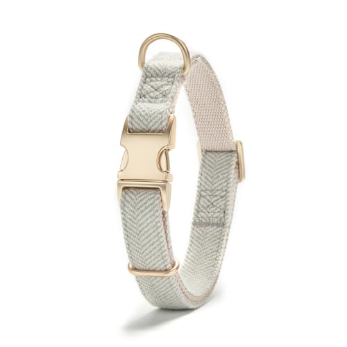 Petiry Hundehalsband aus Tweed, mit Metallschnalle, weicher, strapazierfähiger Stoff, Haustierhalsband für große Hunde, Halsumfang 40–66 cm, Grau von Petiry