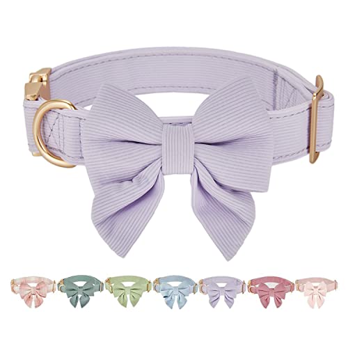 Petiry Hundehalsband mit Fliege, elegantes weiches Hundehalsband für große Hunde, Halsumfang 40–66 cm, Hellviolett Petiry Hundehalsband mit Fliege, elegantes weiches Hundehalsband für große Hunde, Halsumfang 40–66 cm, Hellviolett von Petiry