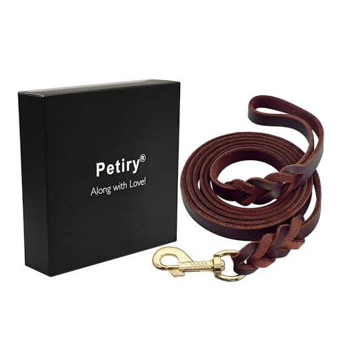Petiry Hundeleine aus echtem Leder, geflochten, robust, weich und langlebig, für kleine und mittelgroße Spaziergänge und Trainings. von Petiry