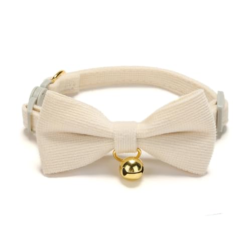 Petiry Katzenhalsband aus weichem Cord, kariert, mit Glocke und Fliege, Sicherheitsverschluss, verstellbar für Kätzchen und Katzen, Weiß. Petiry Katzenhalsband aus weichem Cord, kariert, mit Glocke und Fliege, Sicherheitsverschluss, verstellbar für Kätzchen und Katzen, Weiß. von Petiry